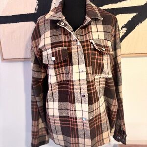 Plaid Button-Up Shirt Jacket